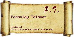 Pacsolay Talabor névjegykártya